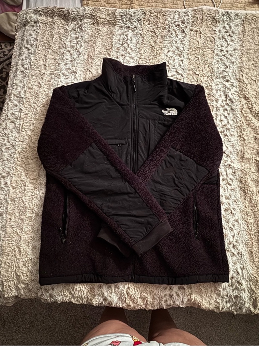 The North Face Black Sherpa Fleece Jacket with Quilted Panels